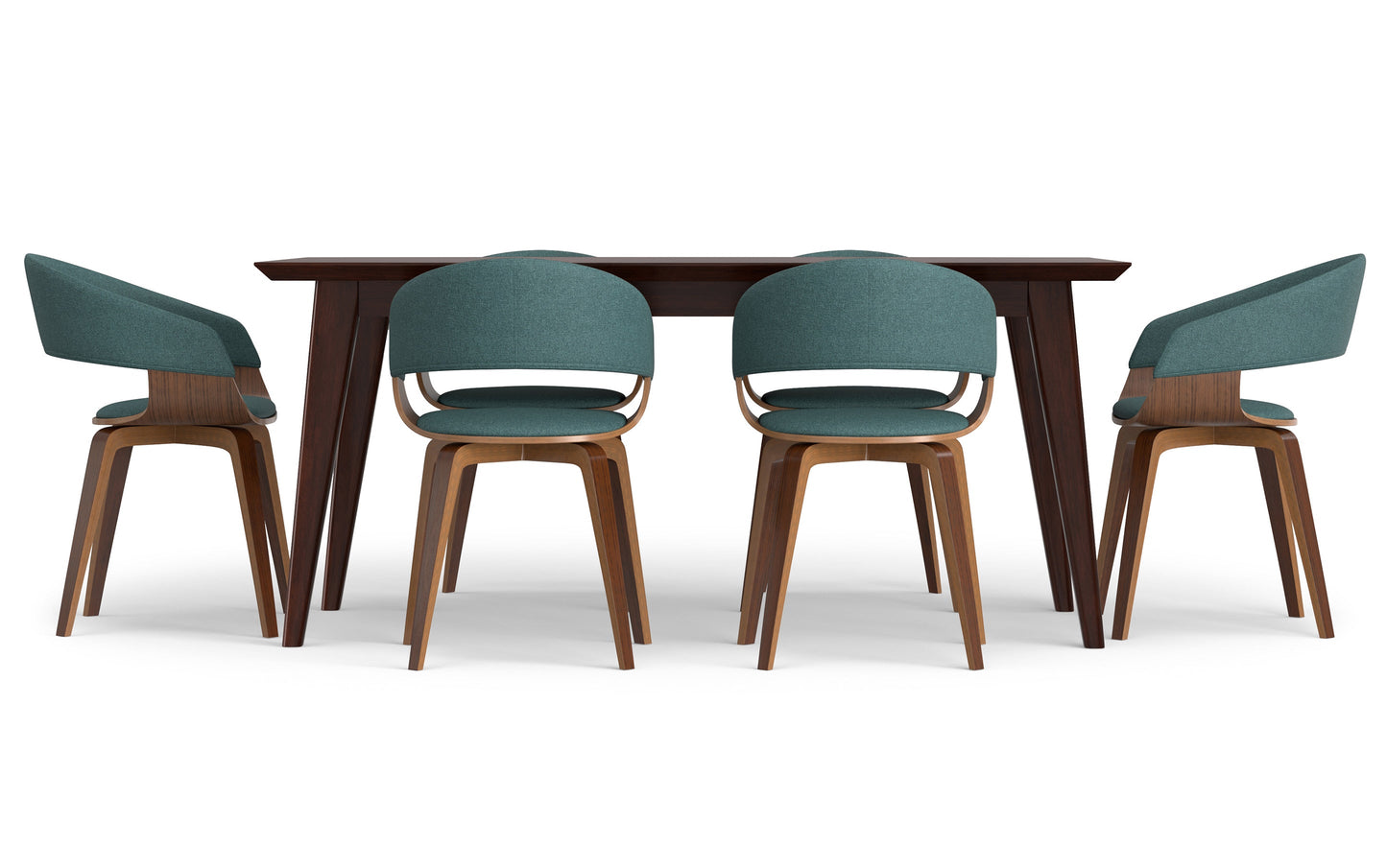 Light Turquoise Blue Linen Style Fabric | Lowell III 7 Piece Dining Set