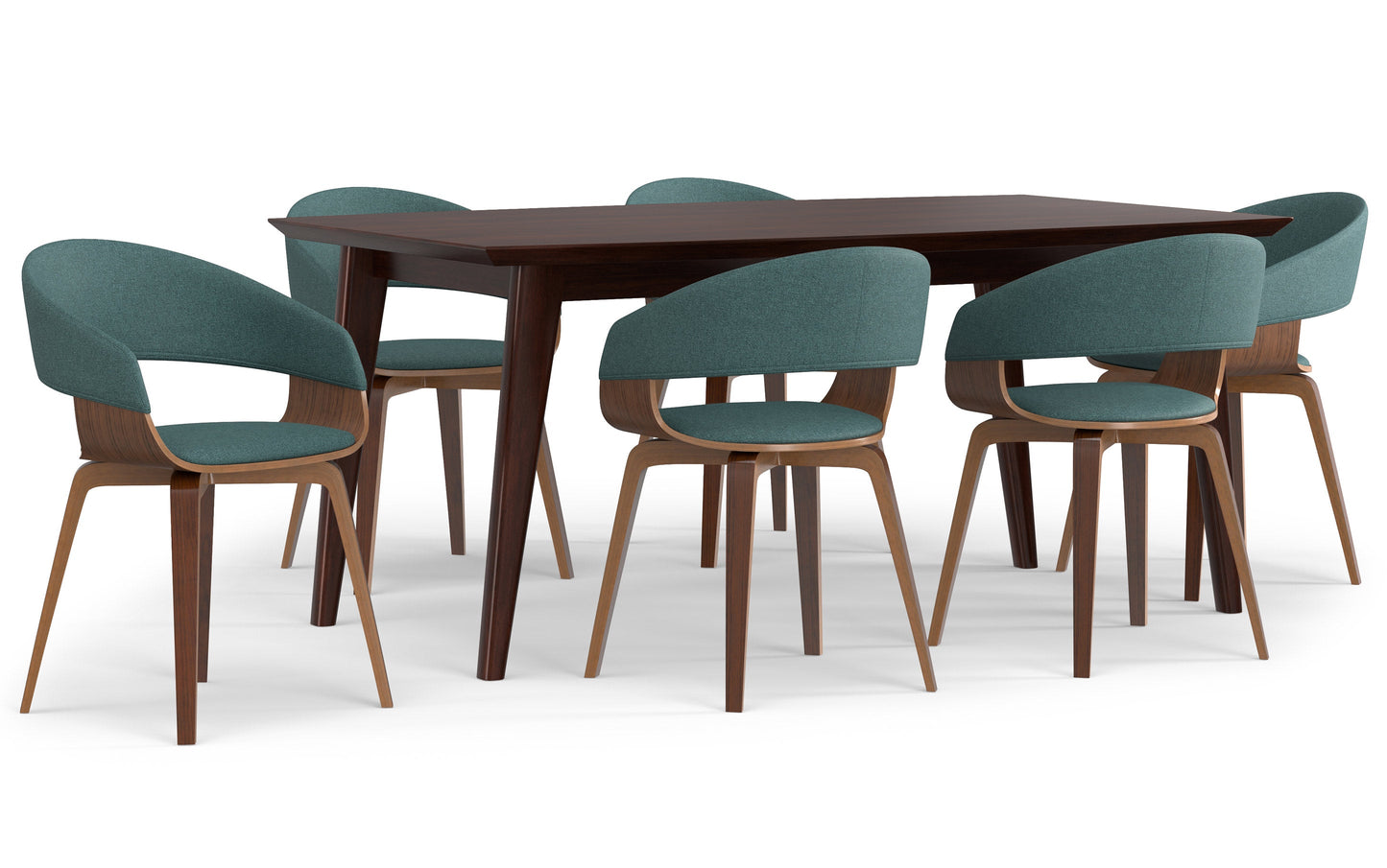 Light Turquoise Blue Linen Style Fabric | Lowell III 7 Piece Dining Set