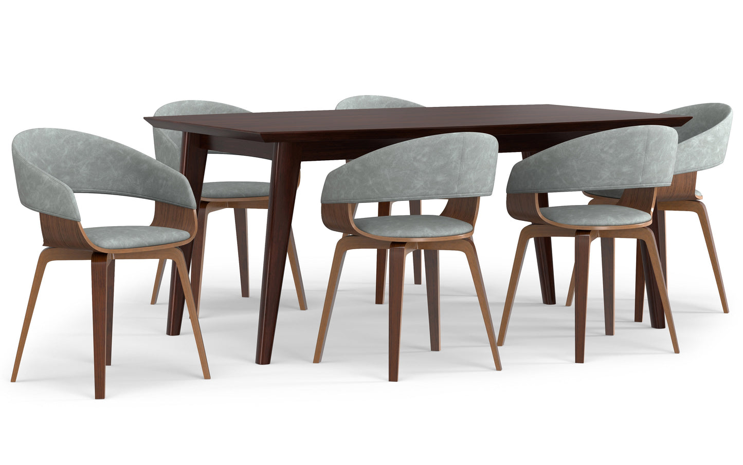 Stone Grey Linen Style Fabric | Lowell III 7 Piece Dining Set