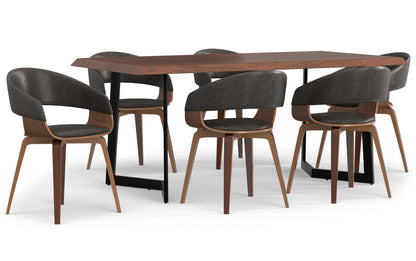 Distressed Brown Vegan Leather | Lowell 7 Piece Dining Set