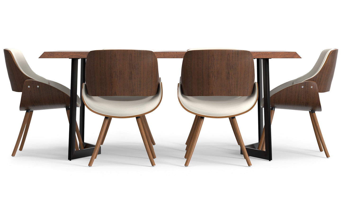 Cream Vegan Leather | Malden / Watkins 7 Pc Dining Set With Wood Back Chair