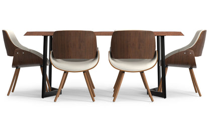 Cream Vegan Leather | Malden / Watkins 7 Pc Dining Set With Wood Back Chair