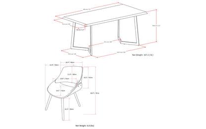 Distressed Black Distressed Vegan Leather | Malden / Watkins 7 Pc Dining Set With Wood Back Chair