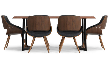 Distressed Black Distressed Vegan Leather | Malden / Watkins 7 Pc Dining Set With Wood Back Chair