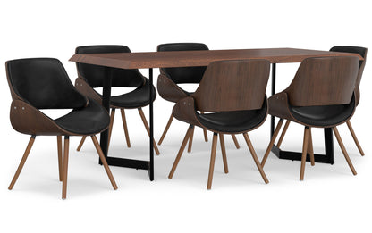 Distressed Black Distressed Vegan Leather | Malden / Watkins 7 Pc Dining Set With Wood Back Chair