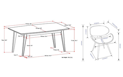 Grey Linen Style Fabric | Marana / Draper 7-Piece Dining Set