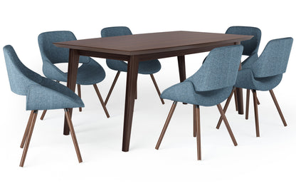 Denim Blue Without Woodback | Malden V 7 Piece Dining Set