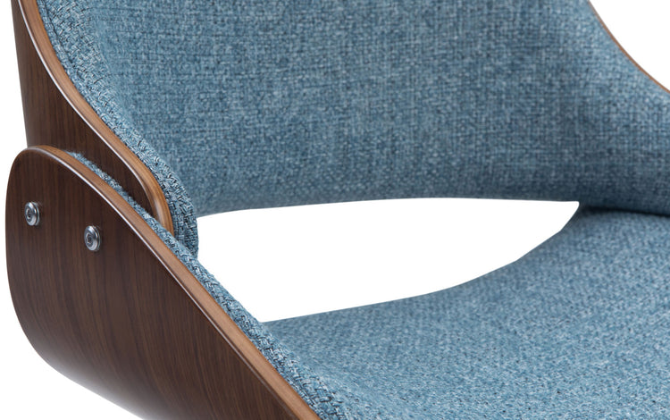 Denim Blue Linen Style Fabric | Malden / Draper 5 Pc Dining Set With Wood Back Chair