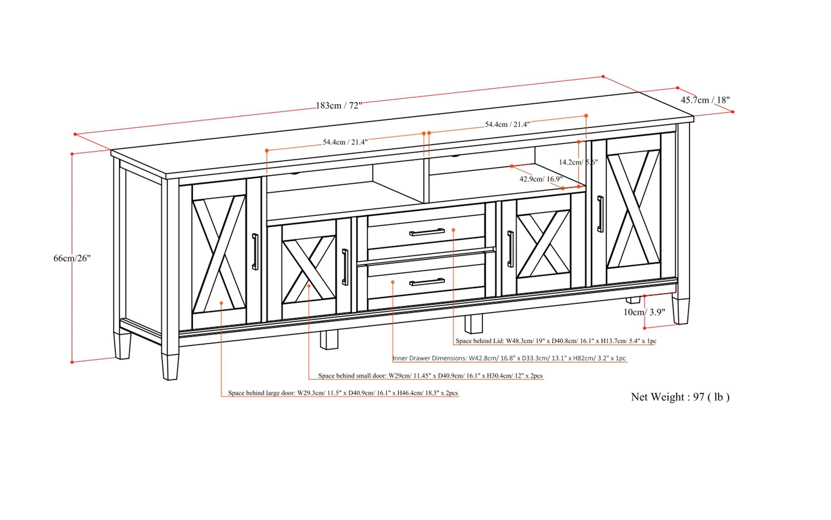 Smoky Brown | Ela 72 inch TV Media Stand