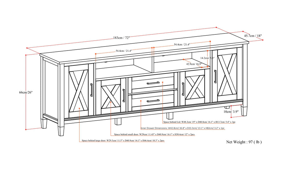 Smoky Brown | Ela 72 inch TV Media Stand