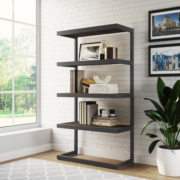 Distressed Charcoal Brown | Erina Bookcase