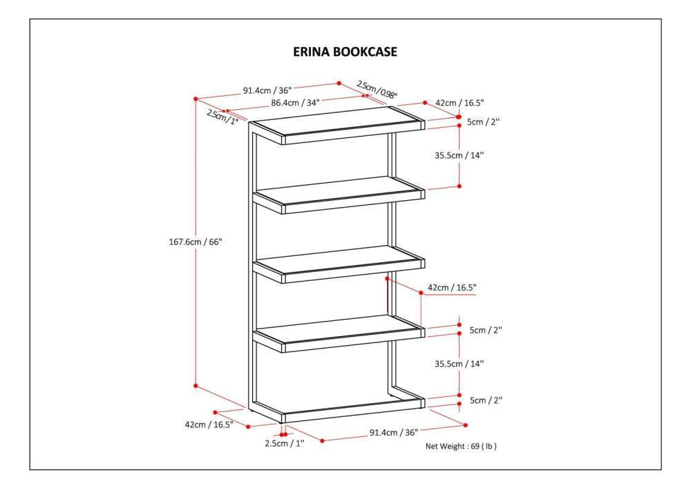 Rustic Natural Aged Brown | Erina Bookcase