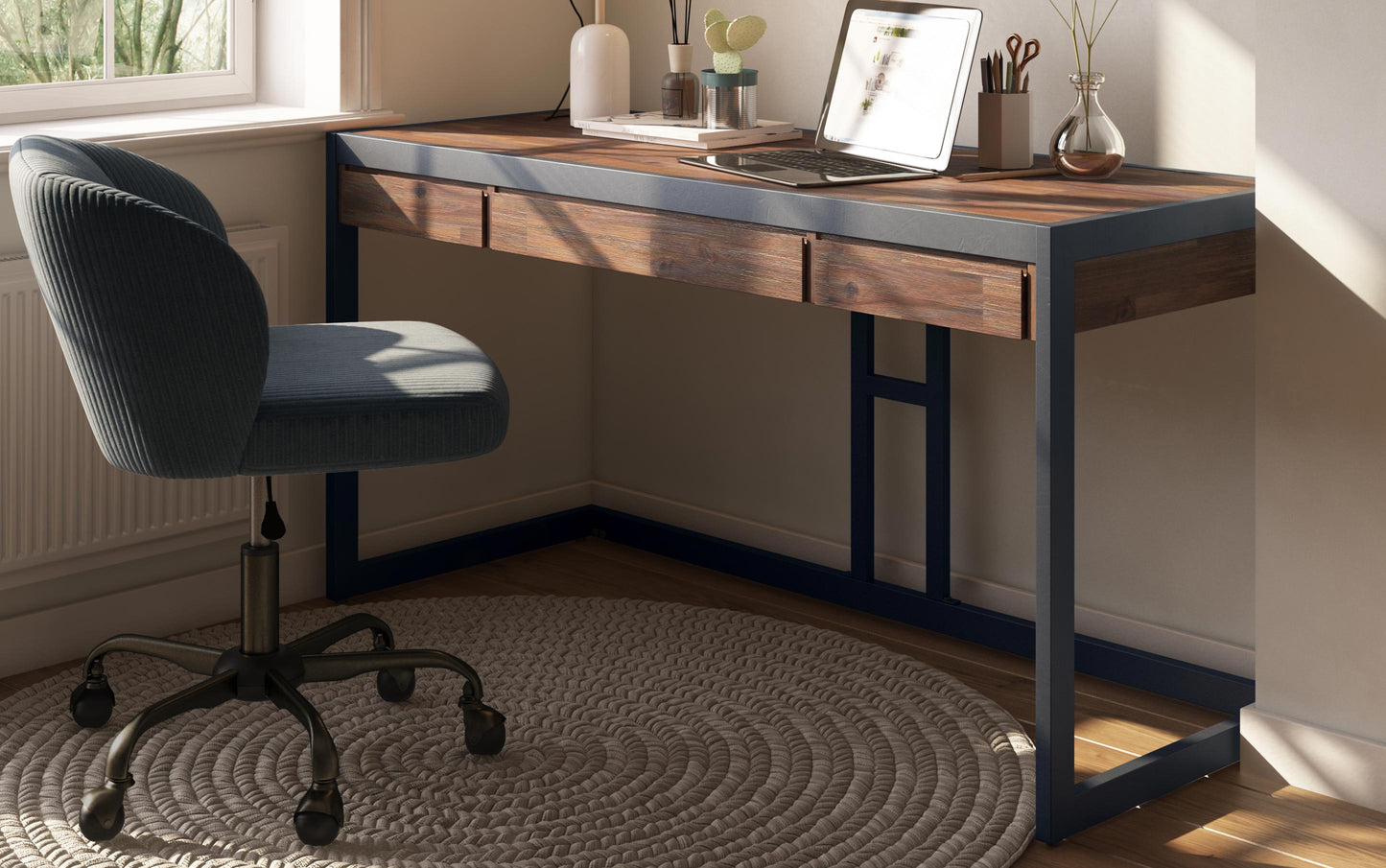 Distressed Charcoal Brown | Erina Desk