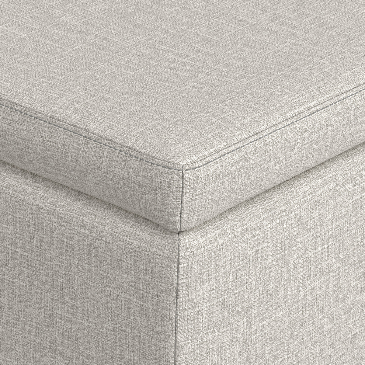 Alabaster Ivory Linen Style Fabric | Avalon Storage Ottoman in Linen