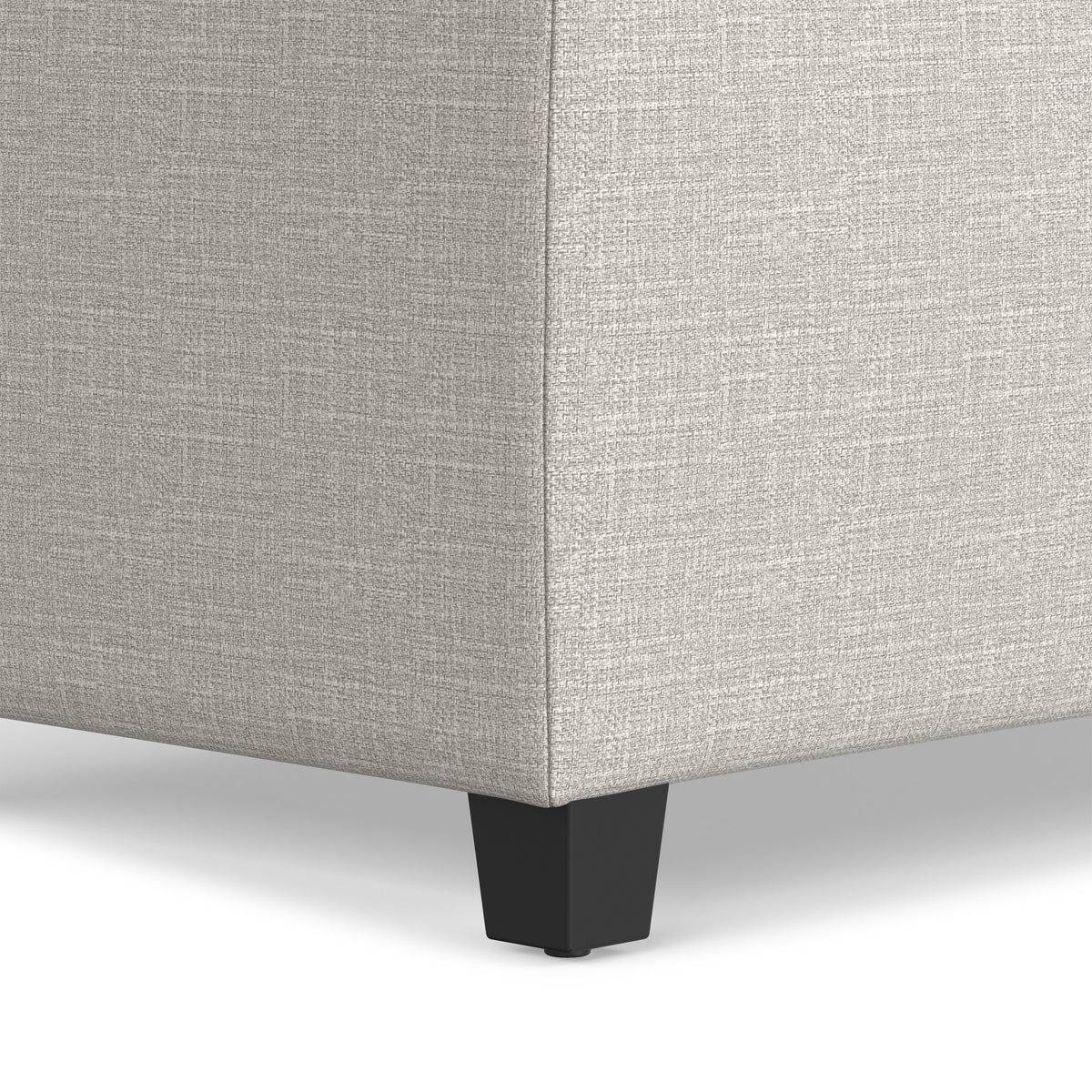 Alabaster Ivory Linen Style Fabric | Avalon Storage Ottoman in Linen