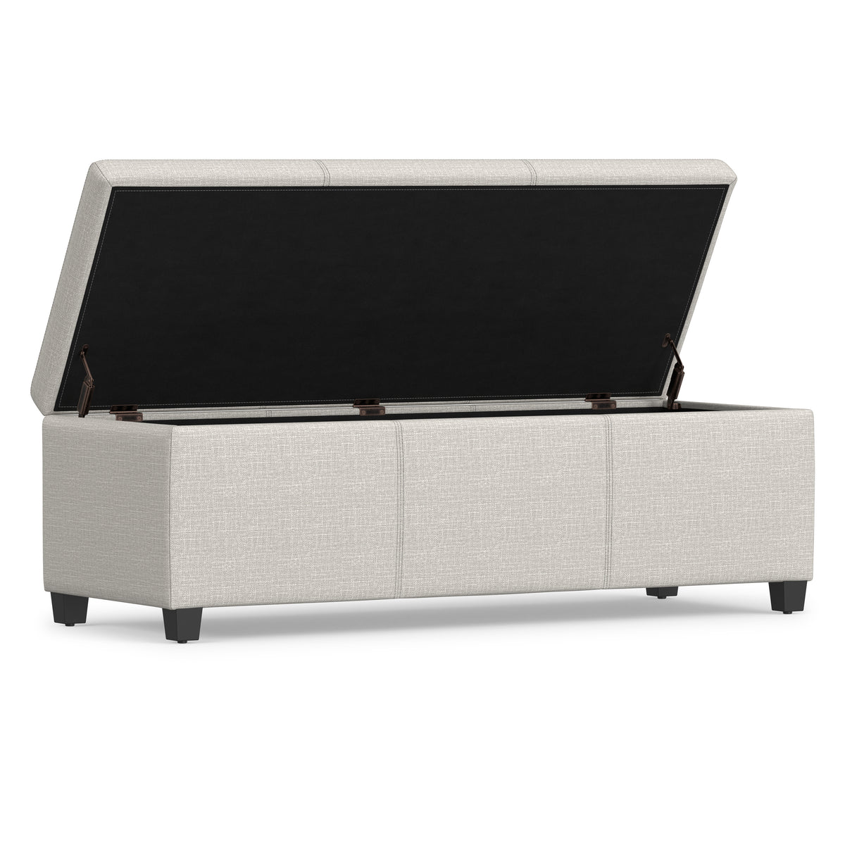 Alabaster Ivory Linen Style Fabric | Avalon Storage Ottoman in Linen