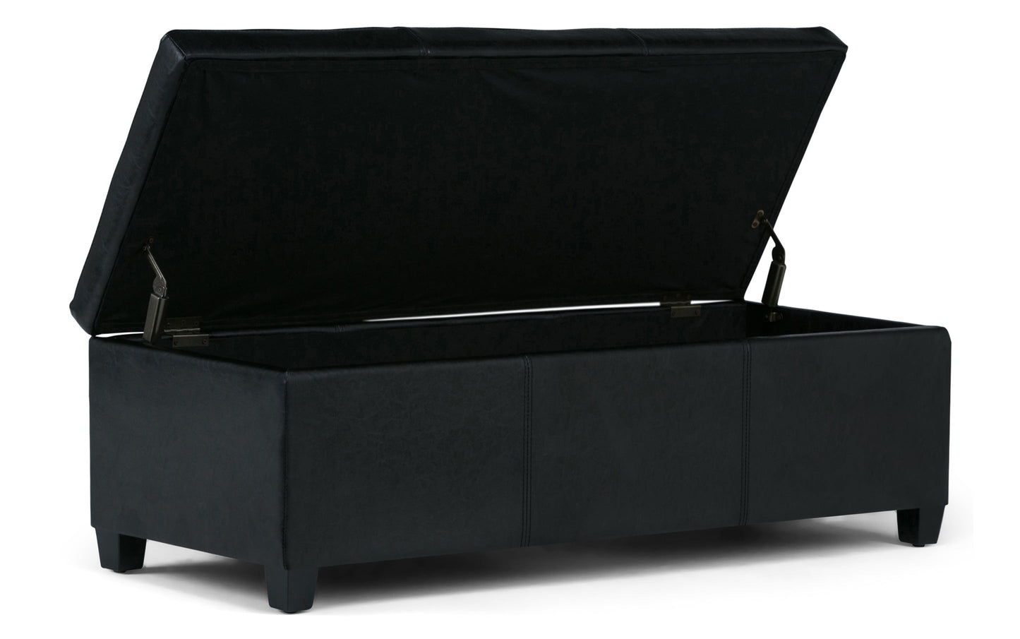 Midnight Black Vegan Leather | Avalon Storage Ottoman in Vegan Leather