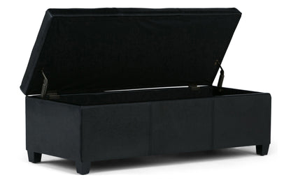 Midnight Black Vegan Leather | Avalon Storage Ottoman in Vegan Leather
