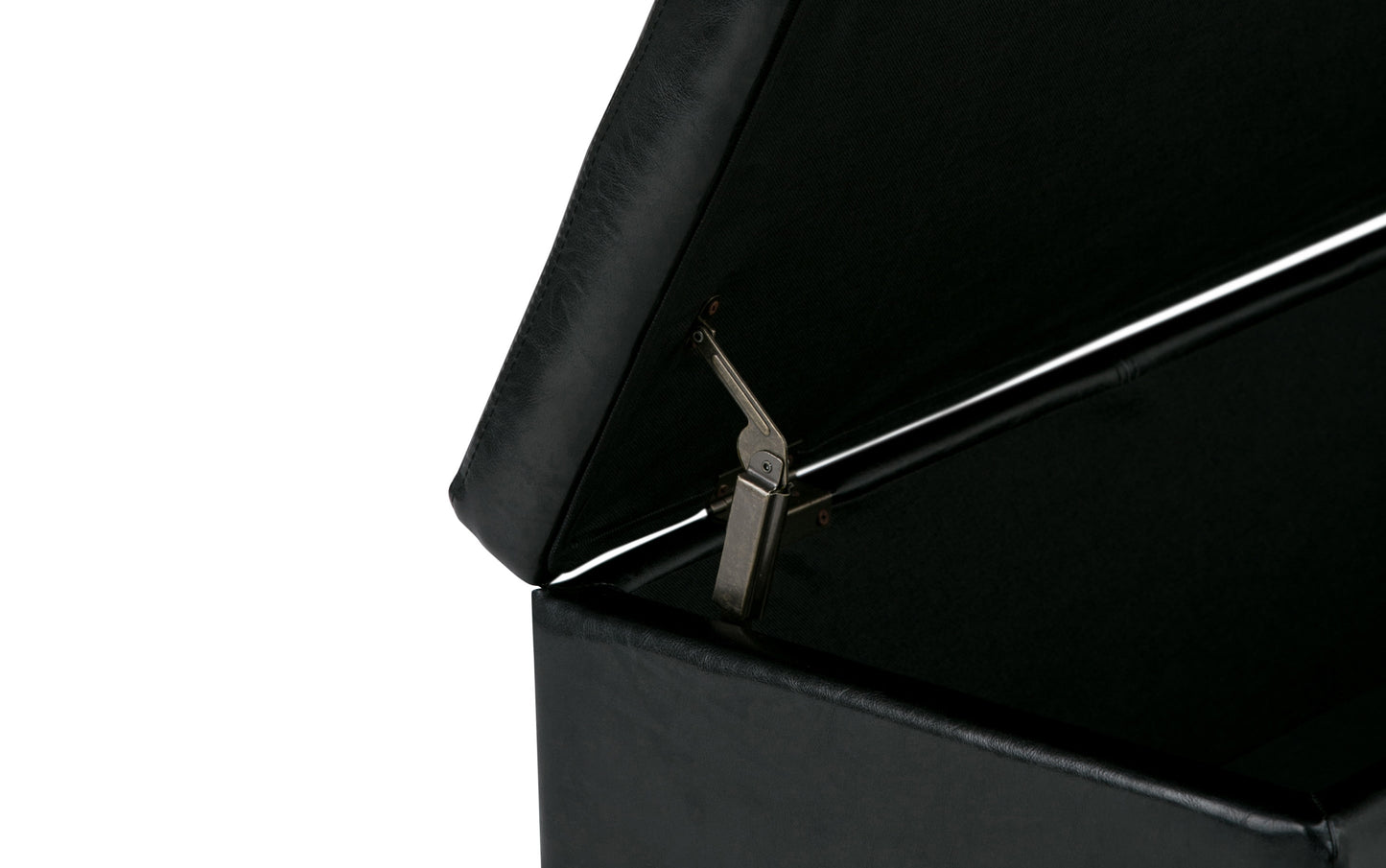 Midnight Black Vegan Leather | Avalon Storage Ottoman in Vegan Leather