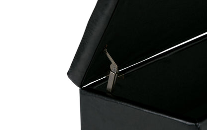 Midnight Black Vegan Leather | Avalon Storage Ottoman in Vegan Leather
