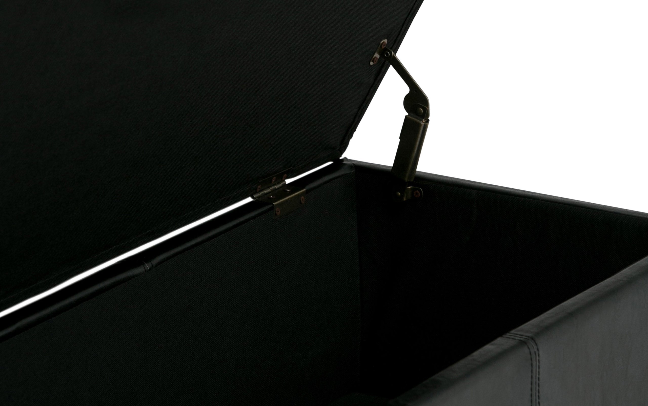 Midnight Black Vegan Leather | Avalon Storage Ottoman in Vegan Leather