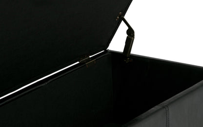 Midnight Black Vegan Leather | Avalon Storage Ottoman in Vegan Leather