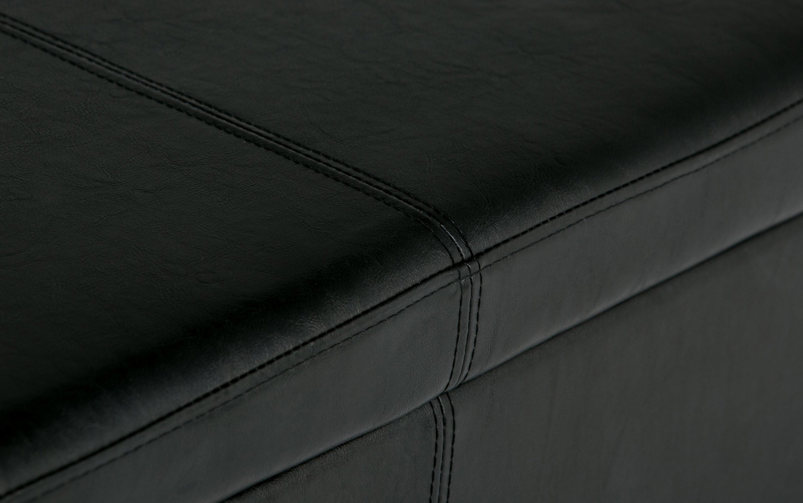 Midnight Black Vegan Leather | Avalon Storage Ottoman in Vegan Leather