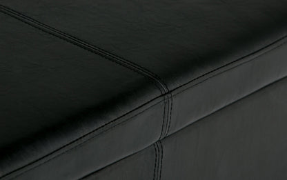 Midnight Black Vegan Leather | Avalon Storage Ottoman in Vegan Leather