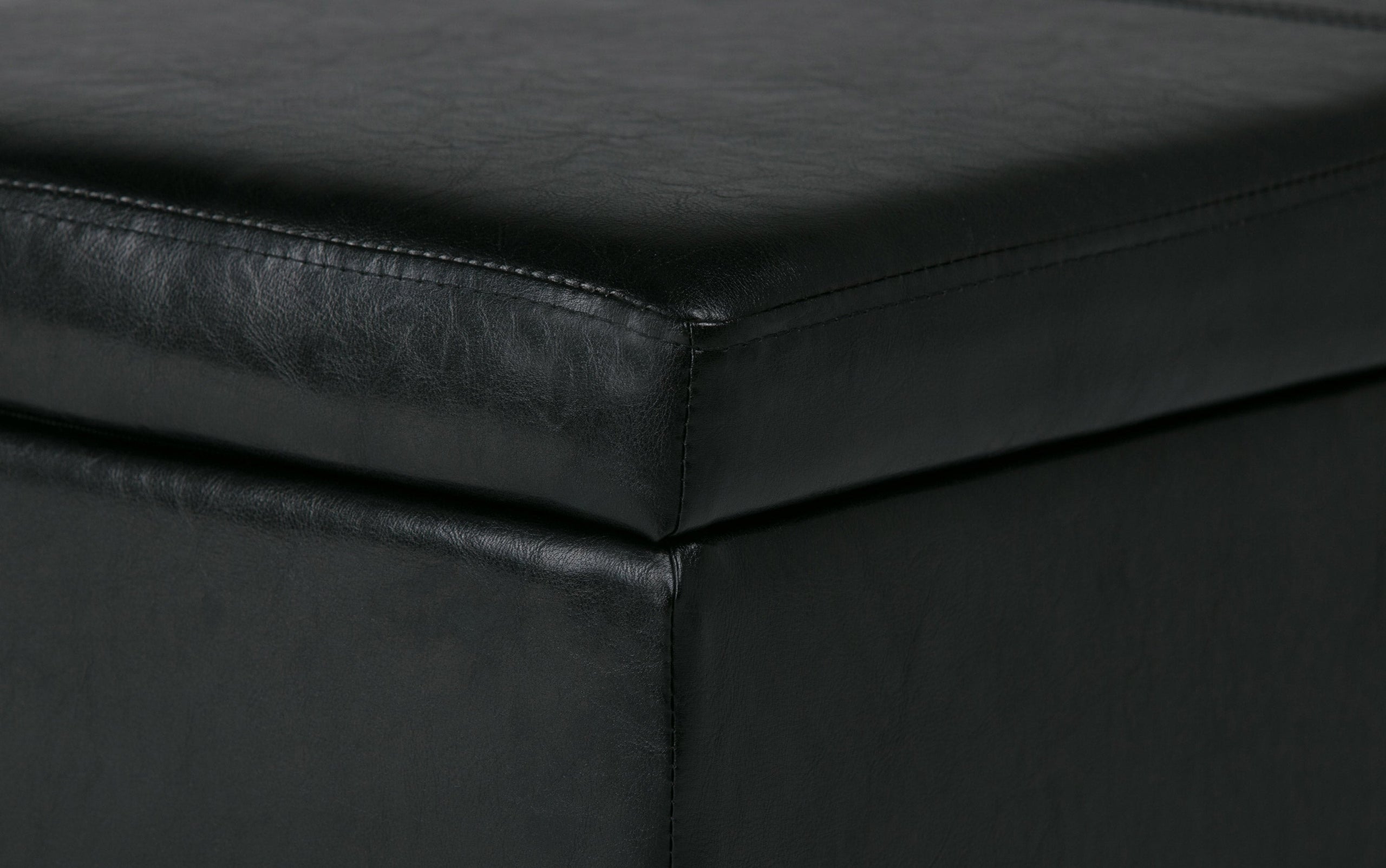 Midnight Black Vegan Leather | Avalon Storage Ottoman in Vegan Leather