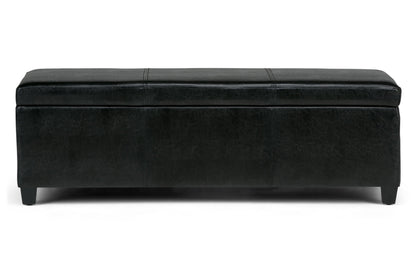 Midnight Black Vegan Leather | Avalon Storage Ottoman in Vegan Leather