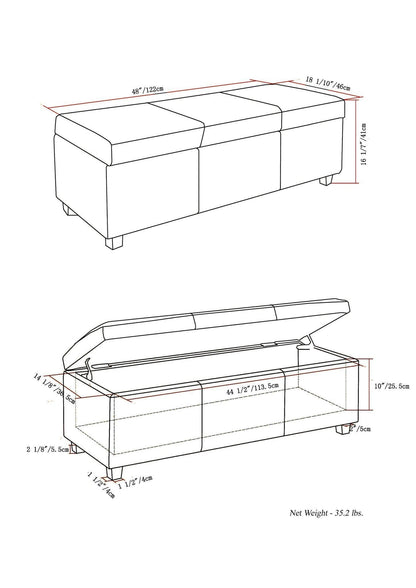 Midnight Black Vegan Leather | Avalon Vegan Leather Storage Ottoman