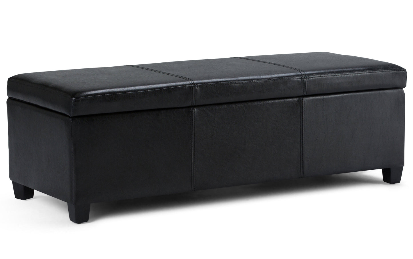 Midnight Black Vegan Leather | Avalon Storage Ottoman in Vegan Leather