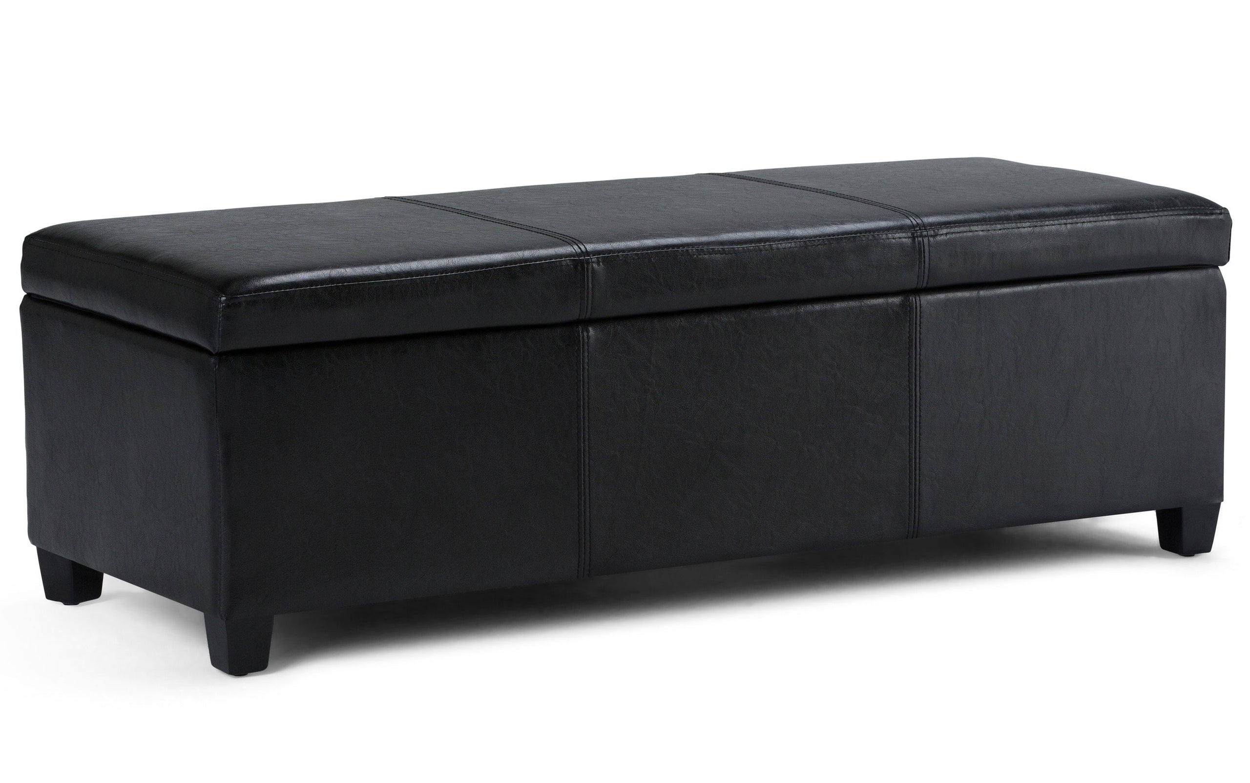 Midnight Black Vegan Leather | Avalon Storage Ottoman in Vegan Leather