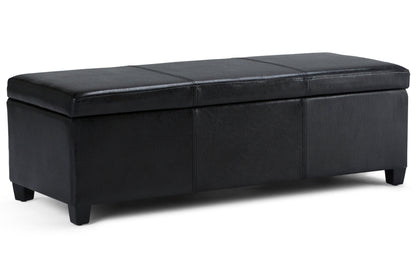 Midnight Black Vegan Leather | Avalon Storage Ottoman in Vegan Leather