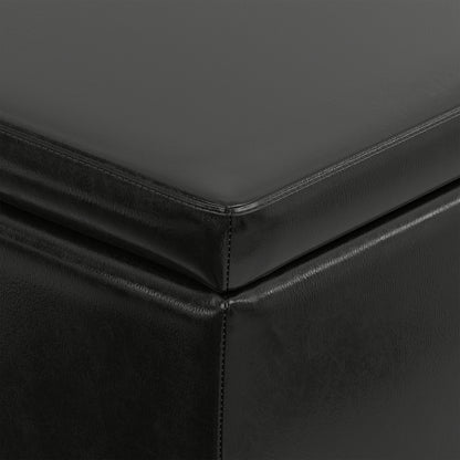 Midnight Black Vegan Leather | Avalon Storage Ottoman in Vegan Leather