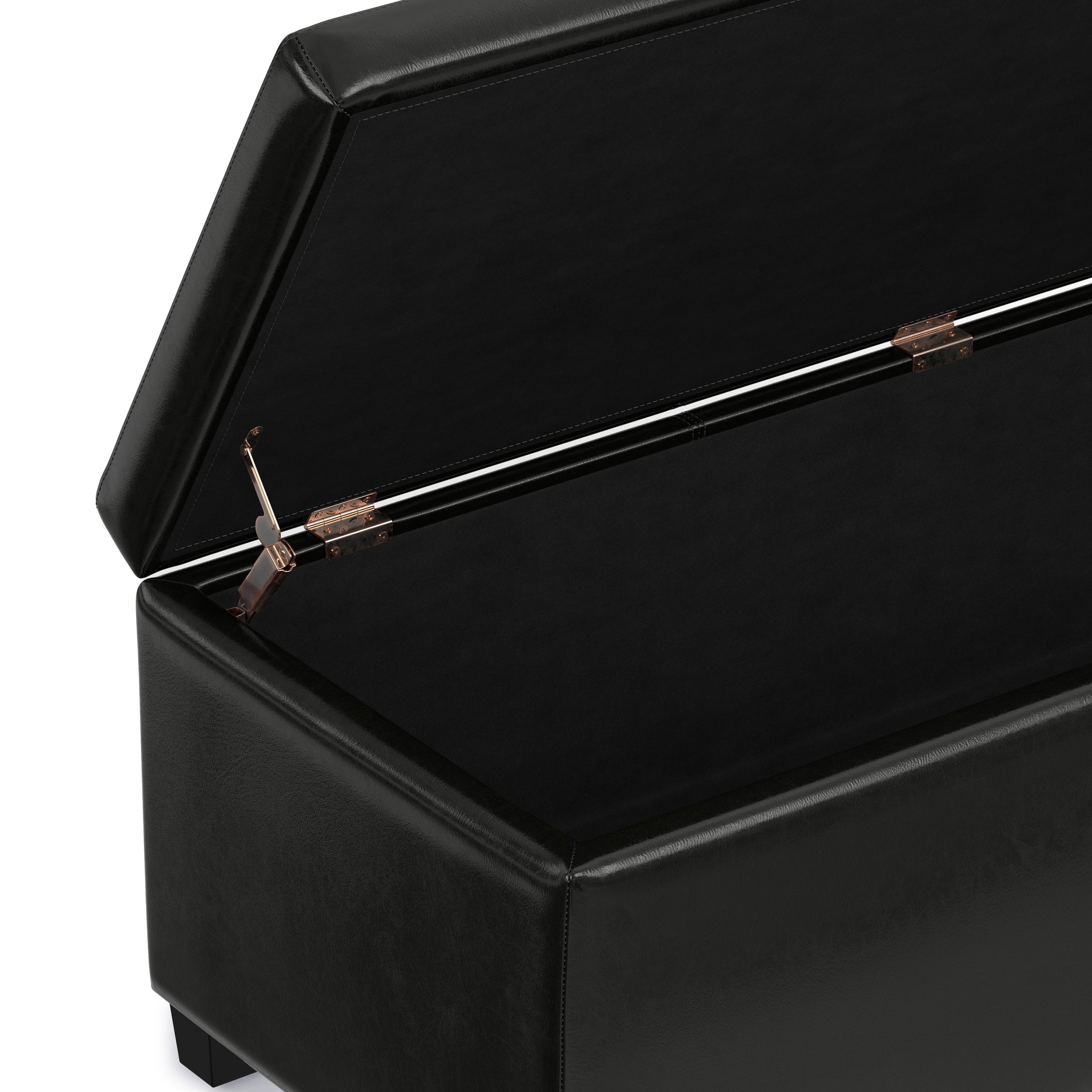 Midnight Black Vegan Leather | Avalon Storage Ottoman in Vegan Leather