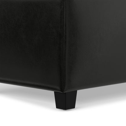 Midnight Black Vegan Leather | Avalon Storage Ottoman in Vegan Leather
