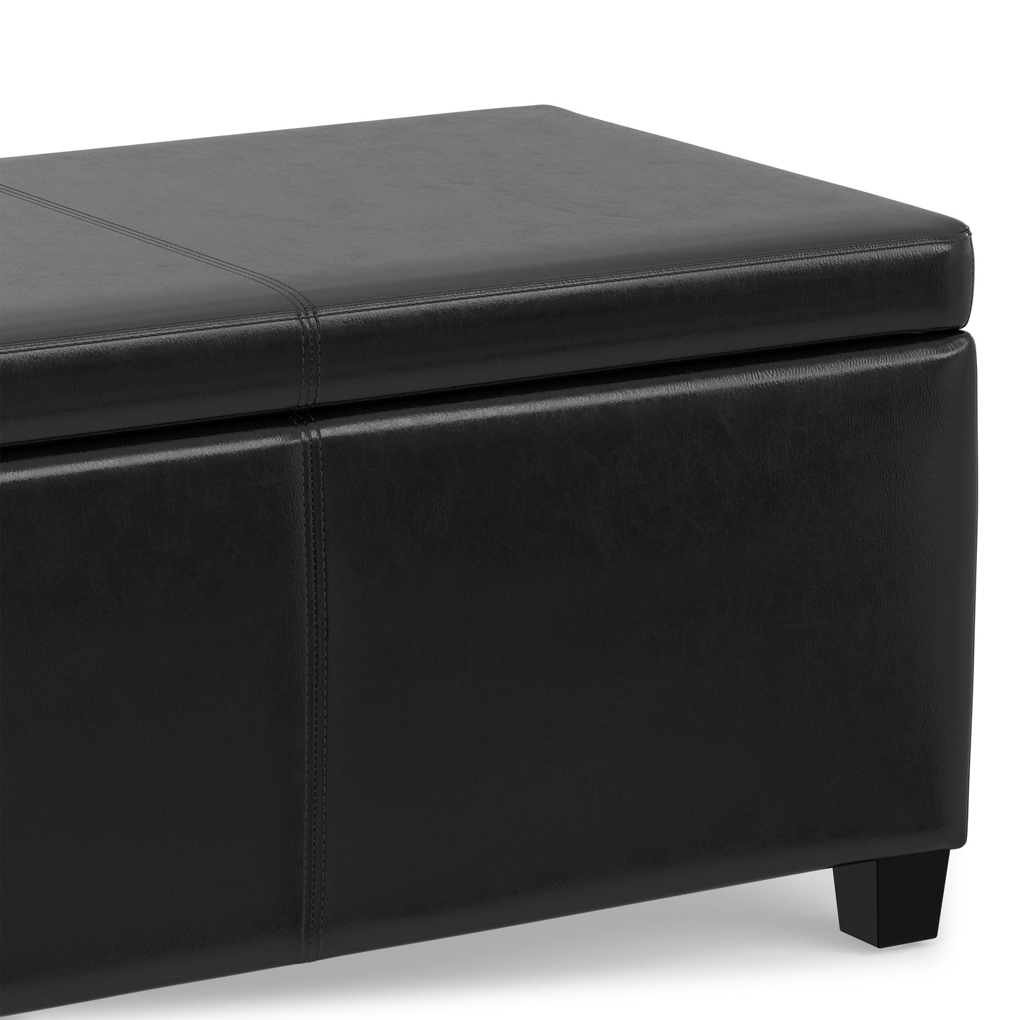 Midnight Black Vegan Leather | Avalon Storage Ottoman in Vegan Leather
