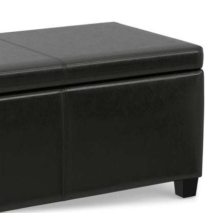 Midnight Black Vegan Leather | Avalon Storage Ottoman in Vegan Leather