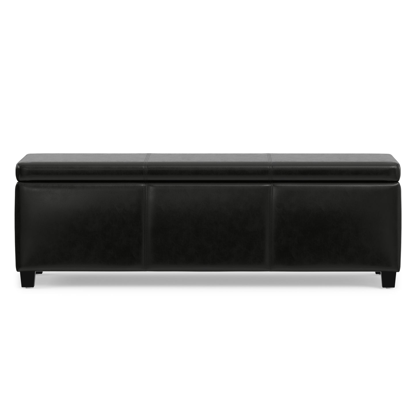 Midnight Black Vegan Leather | Avalon Storage Ottoman in Vegan Leather
