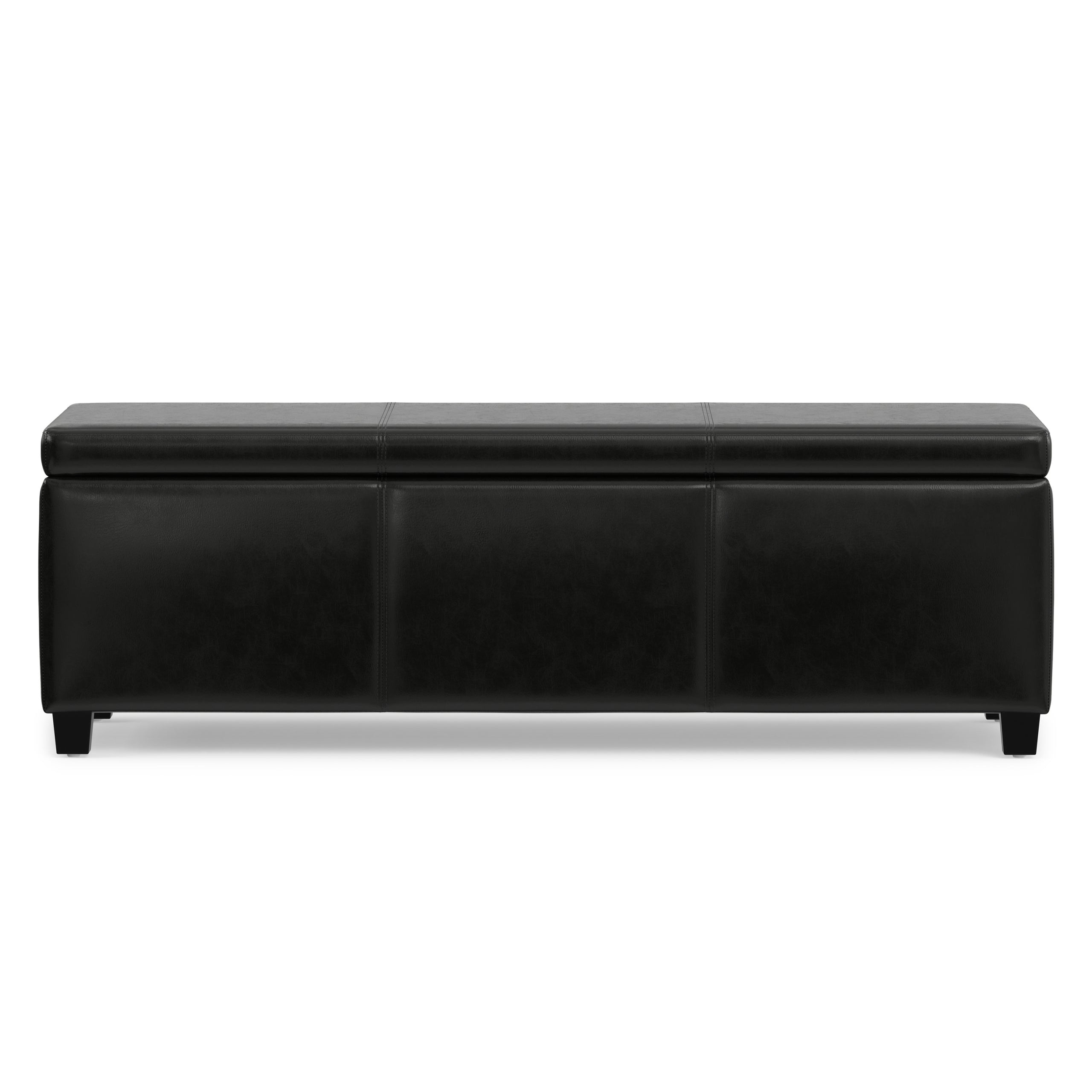 Midnight Black Vegan Leather | Avalon Storage Ottoman in Vegan Leather