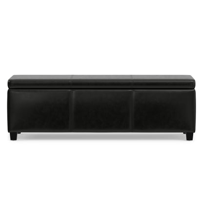 Midnight Black Vegan Leather | Avalon Storage Ottoman in Vegan Leather