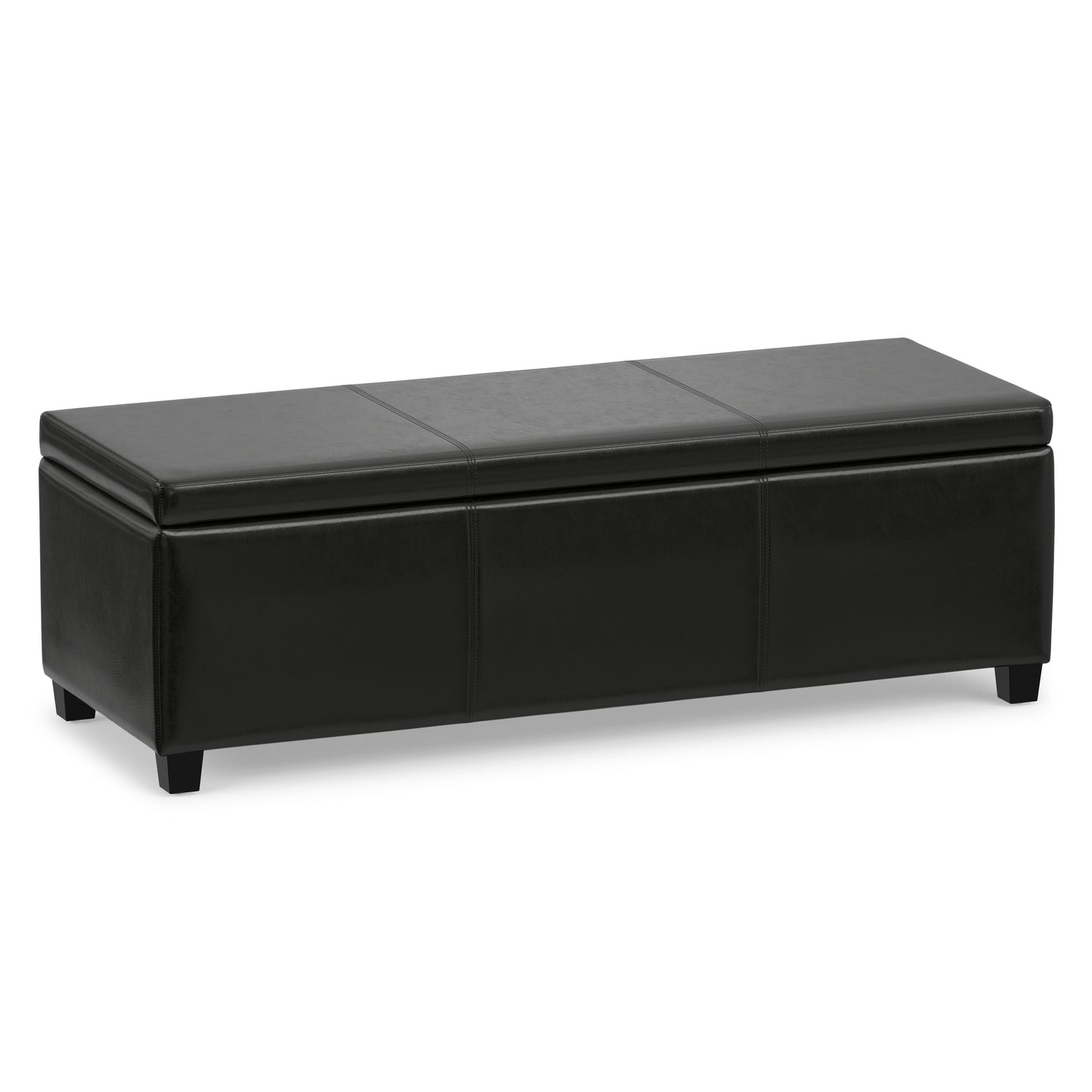 Midnight Black Vegan Leather | Avalon Storage Ottoman in Vegan Leather