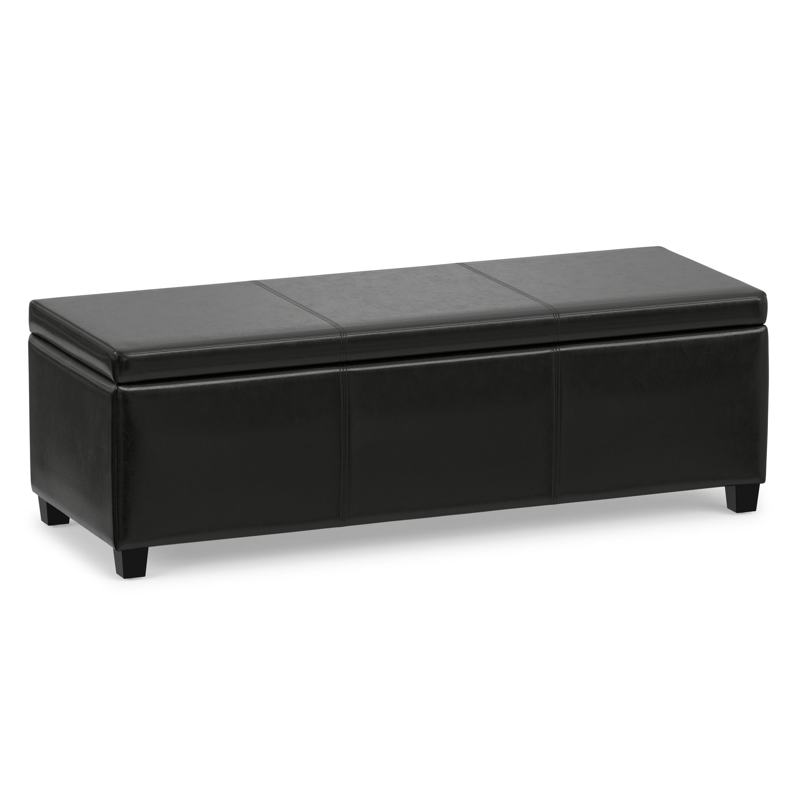 Midnight Black Vegan Leather | Avalon Storage Ottoman in Vegan Leather