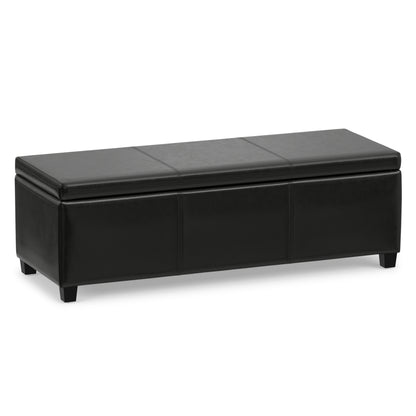 Midnight Black Vegan Leather | Avalon Storage Ottoman in Vegan Leather