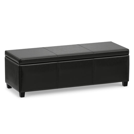 Midnight Black Vegan Leather | Avalon Storage Ottoman in Vegan Leather