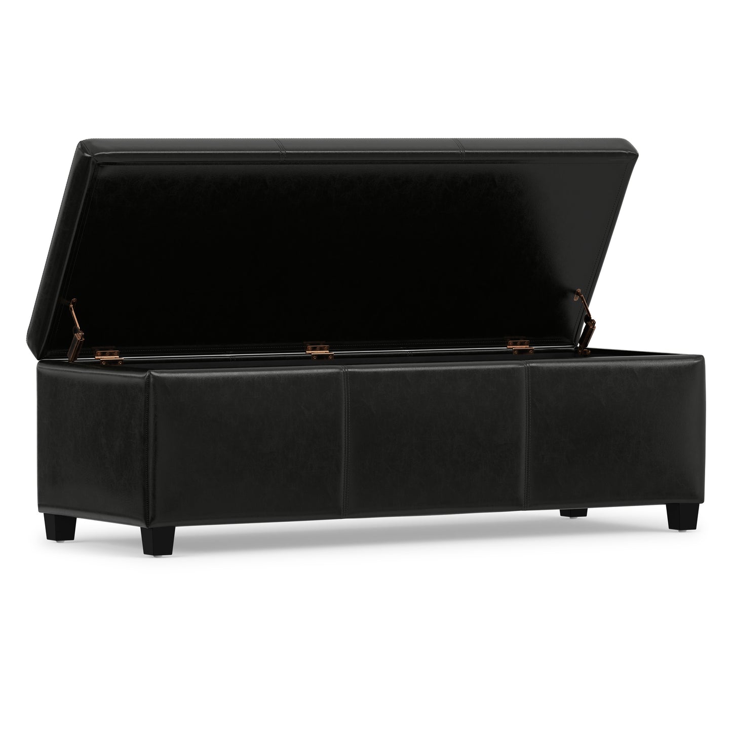 Midnight Black Vegan Leather | Avalon Storage Ottoman in Vegan Leather