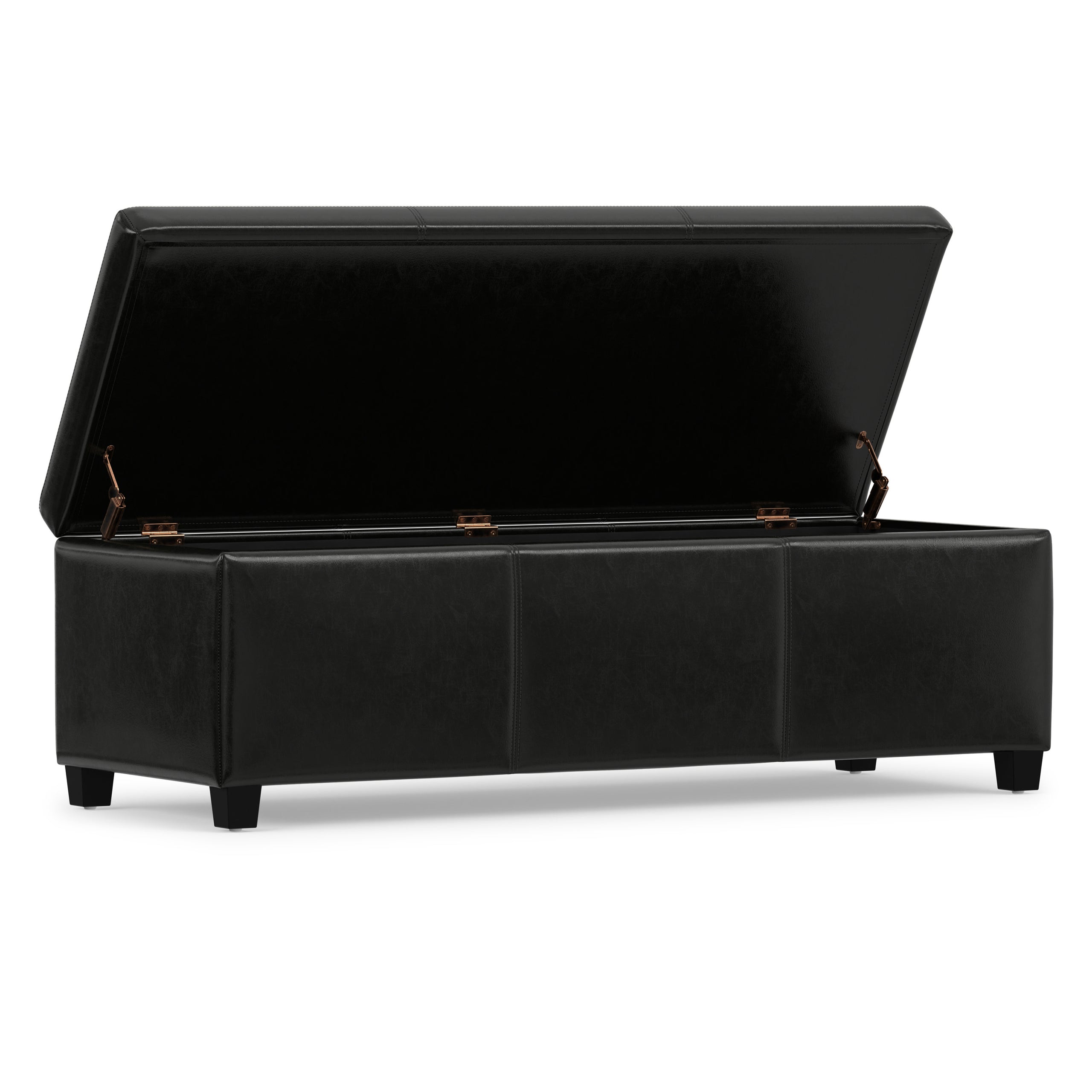 Midnight Black Vegan Leather | Avalon Storage Ottoman in Vegan Leather