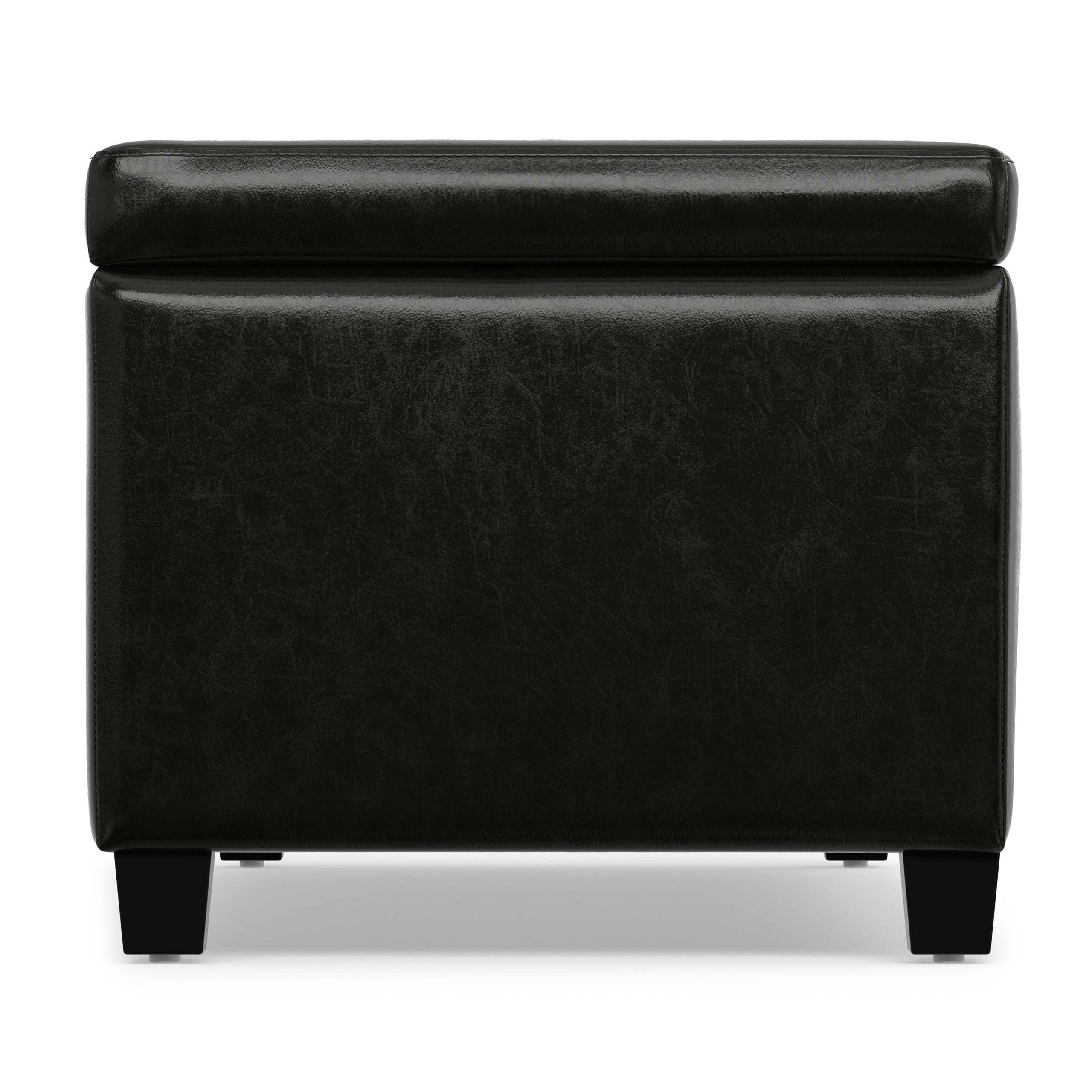 Midnight Black Vegan Leather | Avalon Storage Ottoman in Vegan Leather