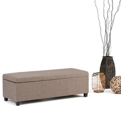 Fawn Brown Linen Style Fabric | Avalon Storage Ottoman in Linen